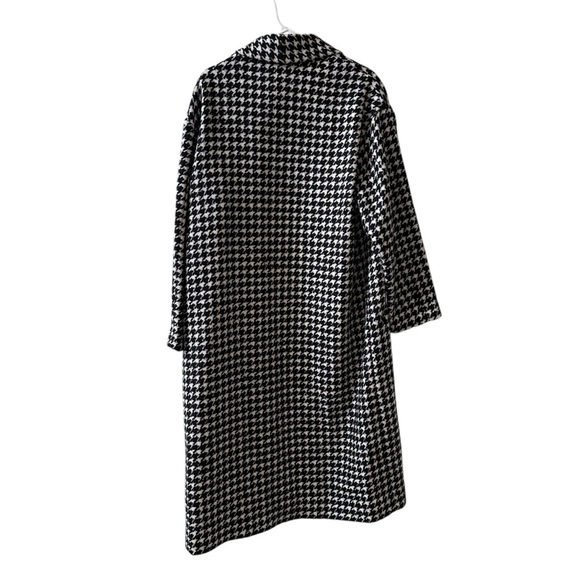 🆕 NILI LOTAN Kidman Houndstooth Virgin Wool Trench Coat in Black/White Sz L - Picture 3 of 9